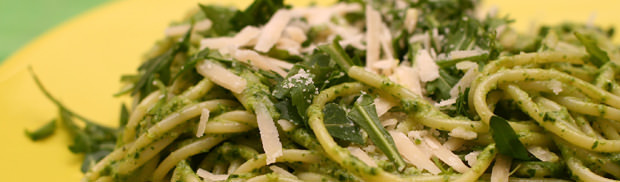 Plate of pasta with pesto