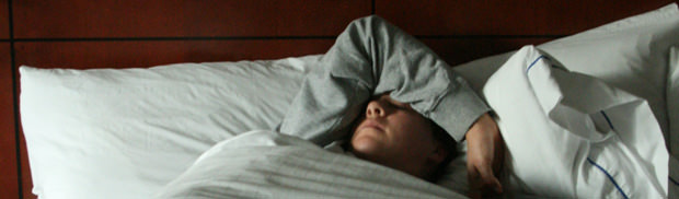 sleeping in hotel room