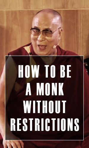 In this short clip, the Dalai Lama jokes with Michael Franti about appearances, long term contentedness and how to be a monk without restrictions.