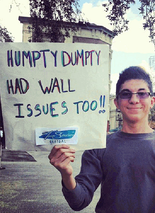 Funniest Running Signs #i: Humpty Dumpty had wall issues too.