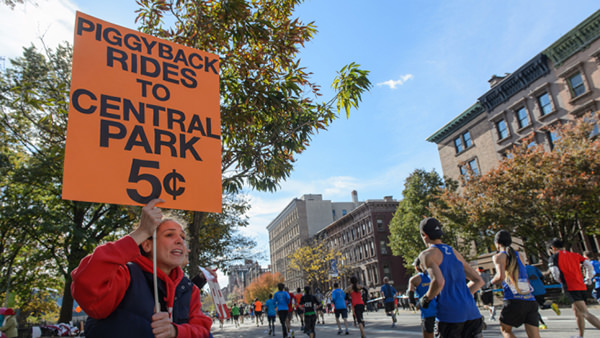 Best Running Pitstops At A Road Race #13: Piggyback Rides To Central Park. 5 Cents.