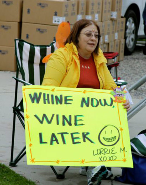 Best Running Signs Pertaining To Booze #4: Whine now. Wine later.