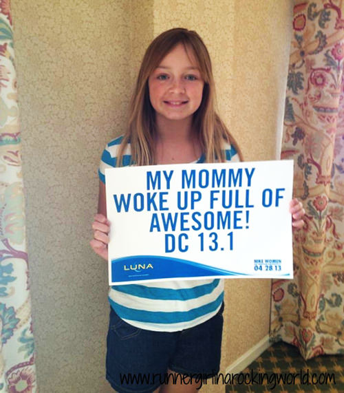 Kid Running Signs At A Race #14: My mommy woke up full of awesome.