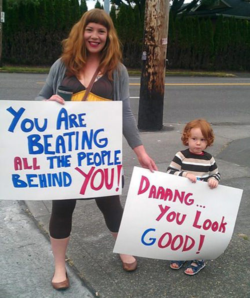 Kid Running Signs At A Race #11: You are beating all the people behind you. Daaaang, you look good.