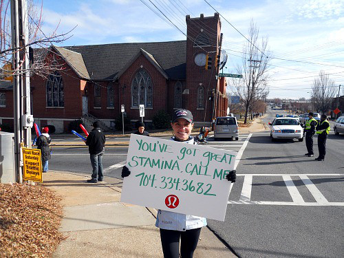 Sexy Running Signs At A Road Race #17: You've got great stamina. Call me.