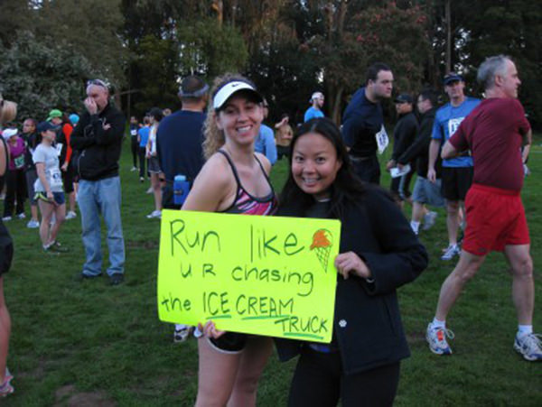 Spectator Placards That Will Get You Running Faster #4: Kiss me. I won't tell your wife.