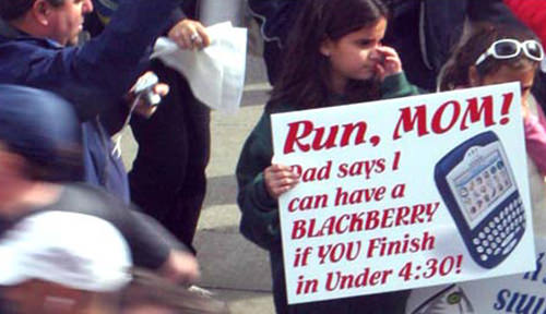 Spectator Placards That Will Get You Running Faster #7: Proud wife of runner. Cross that finish line and I'll give you the best 13.1 minutes of you life. 10.1 more than usual.