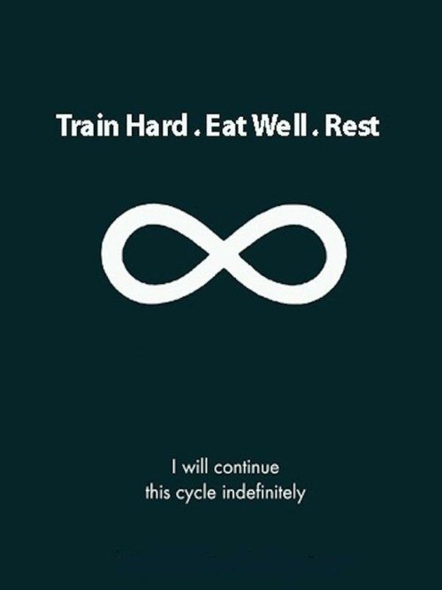 Runner Things #1211: Train hard. Eat well. Rest. I will continue this cycle indefinitely.