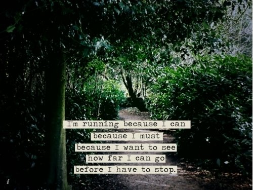 Runner Things #1438: I am running because I can, because I must, because I want to see how far I can go before I have to stop.