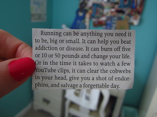 Runner Things #1763: Running can be anything you need it to be, big or small. It can help you beat addiction or disease. It can burn off five or 10 or 50 pounds and change your life. Or in the time it takes to watch a few YouTube clips, it can clear the cobwebs in your head, give you a shot of endorphins, and salvage a forgettable day. - fb,running