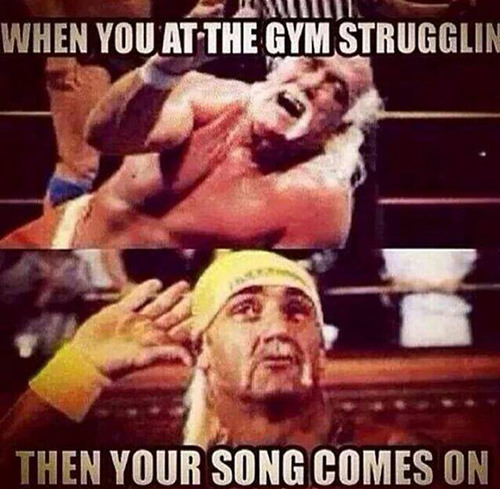 Fitness Humor #18: When you at the gym strugglin', then your song comes on. - fb,fitness-humor