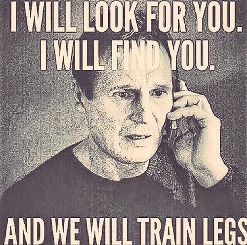 Fitness Humor #79: I will look for you. I will find you. And we will train legs. - fb,fitness-humor