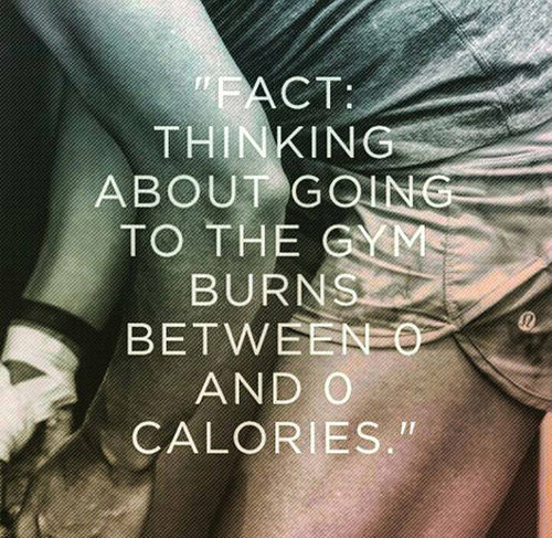 Fitness Humor #95: Thinking about going to the gym burns between 0 and 0 calories. - fb,fitness-humor
