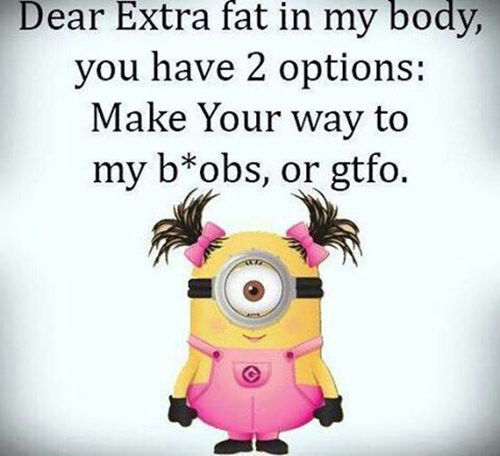 Fitness Humor #126: Dear extra fat in my body, you have 2 options. Make your way to my boobs, or gtfo. - fb,fitness-humor