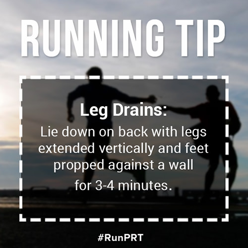 Fitness Matters #48: Leg Drains: Lie down on back with legs extended vertically and feet propped against a wall for 3-4 minutes.