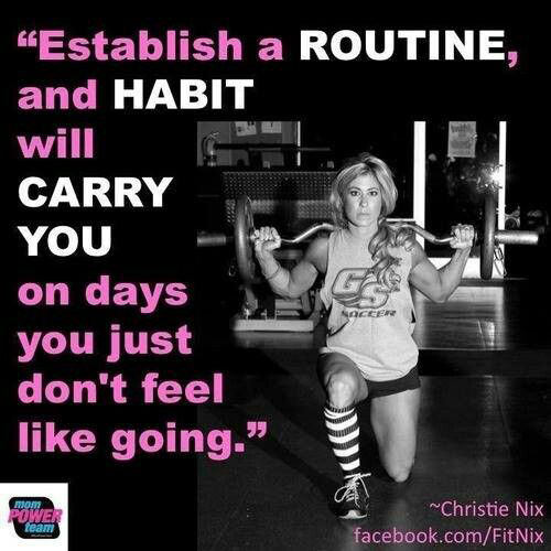 Fitness Matters #53: Establish a routine and habit will carry you on days you just don't feel like going. - Christie Nix - fb,fitness