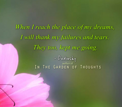 Fitness Matters #88: When I reach the place of my dreams, I will thank my failures and tears. They too kept me going. - Dodinsky