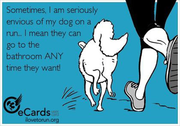 Running Humor #55: Sometimes I am seriously envious of my dog on a run. I mean they can go to the bathroom any time they want.