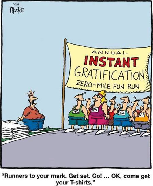 Running Humor #102: Instant gratification Zero-Mile Run.