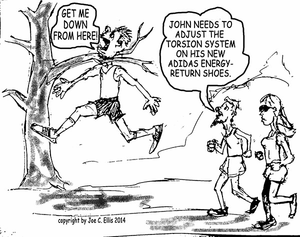 Running Humor #119: John needs to adjust the torsion system on his new Adidas Energy Return shoes. - fb,running-humor