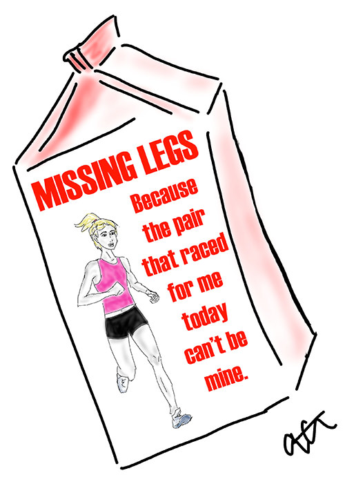 Running Humor #128: Missing Legs. Because the pair that raced for me today can't be mine. - fb,running-humor