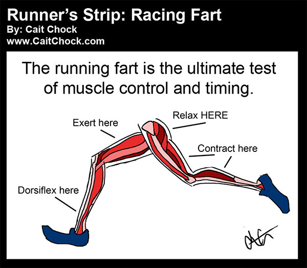 Running Humor #132: Racing Fart. The running fart is the ultimate test of muscle control and timing. - fb,running-humor