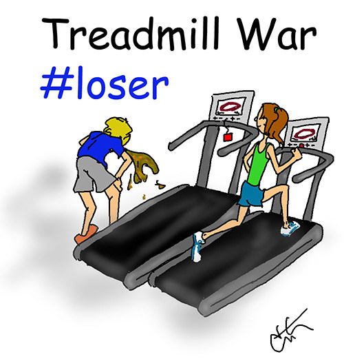 Running Humor #140: Treadmill War. The result is never pretty.