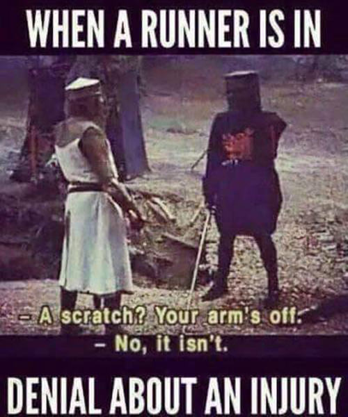 Running Humor #188: When a runner is in denial about an injury.