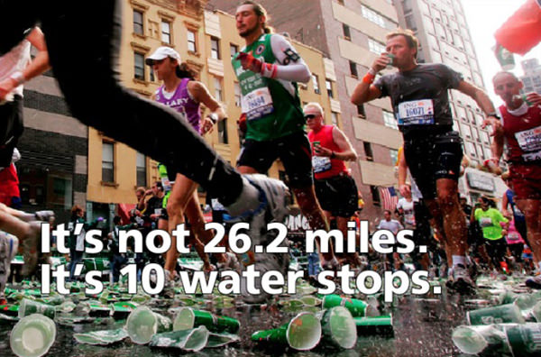 Running Matters #61: It's not 26.2 miles. It's 10 water stops.