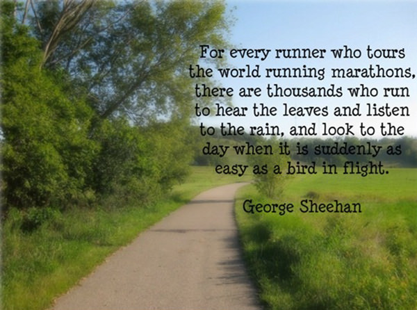 Running Matters #178: For every runner who tours the world running marathons there are thousands who run to hear the leaves and listen to the rain, and look to the day when it is suddenly as easy as a bird in flight. - George Sheehan