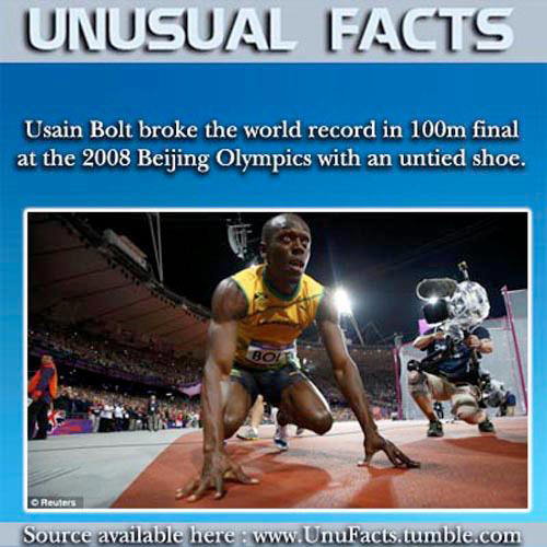 Running Matters #231: Usain Bolt broke the world record in 100m final at the 2008 Beijing Olympics with an untied shoe.