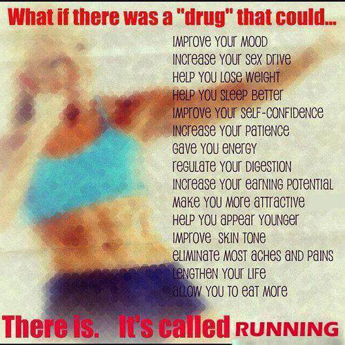 Running Matters #250: What if there was a drug that could improve your mood, increase your sex drive, help you lose weight, help you sleep better, improve your self-confidence, increase you patience, gave you energy, regulate your digestions, increase you earning potential, make you more attractive, help you appear younger, improve skin tone, eliminate most aches and pains, lengthen your life and allow you to eat more. There is. It's called running.