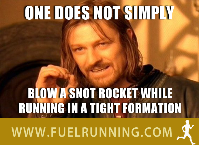 Fitness Stuff #139: One does not simply blow a snot rocket while running in a tight formation.  - fb,running-humor,boromir